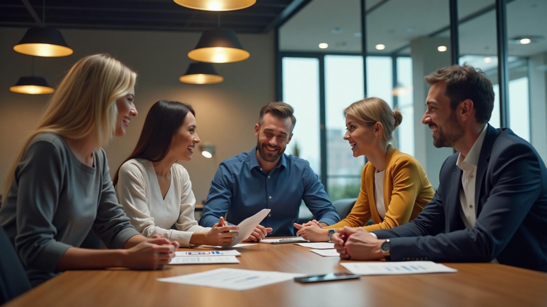 Business professionals meeting to discuss a partnership